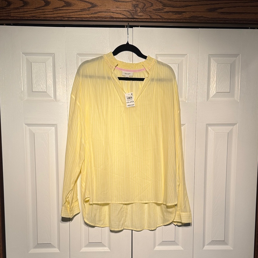 Lightweight Pale Yellow V-Neck Long Sleeve Tunic by a new day